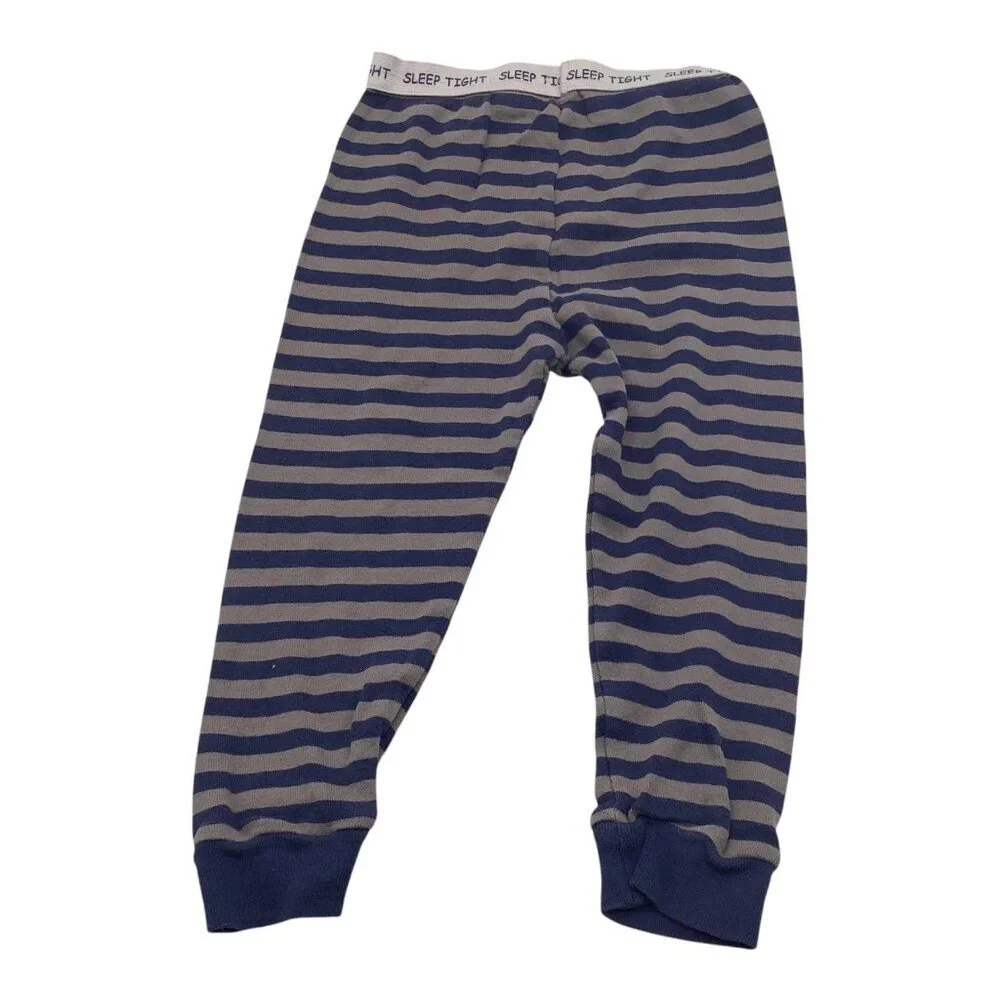 Sleep Tight Pajama Pants Grey & Blue Baby Girl Sz 24M‎ Striped Elastic Waistband